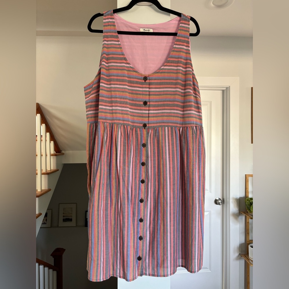 NWT Madewell Striped Sleeveless Button-Down Dress - Size XL